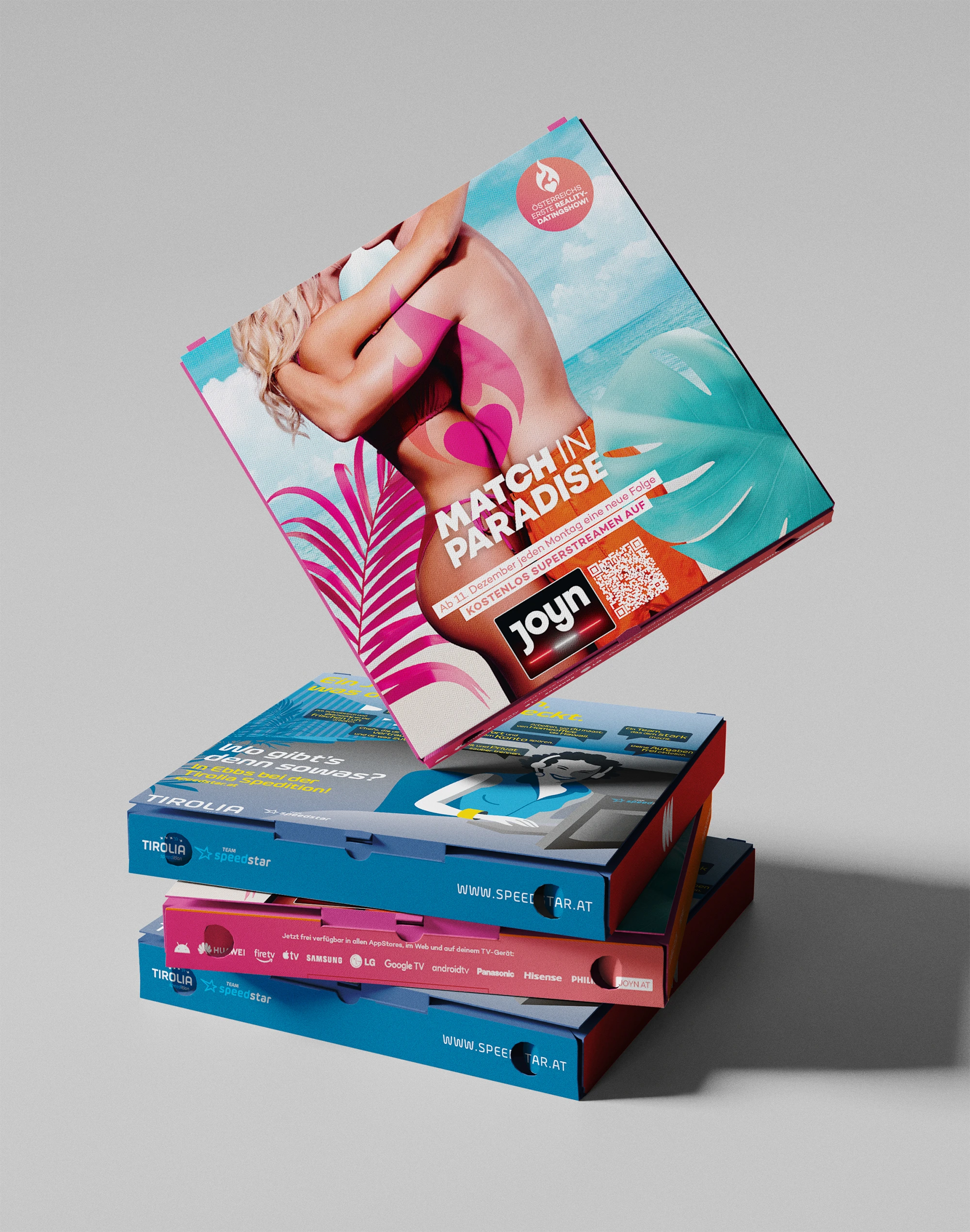 Pizzakartons-gestapelt